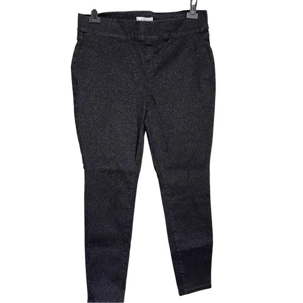 Lane Bryant Jeans Womens Size 16 Black Jegging Pull On High Rise Sparkle Stretch